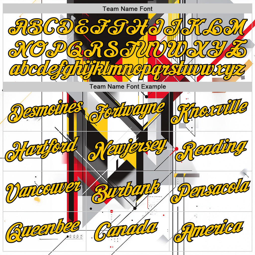 Custom White Yellow Red Black-Gray 3D Pattern Design Germany Geometric Shape Sport Wear Performance T-Shirt