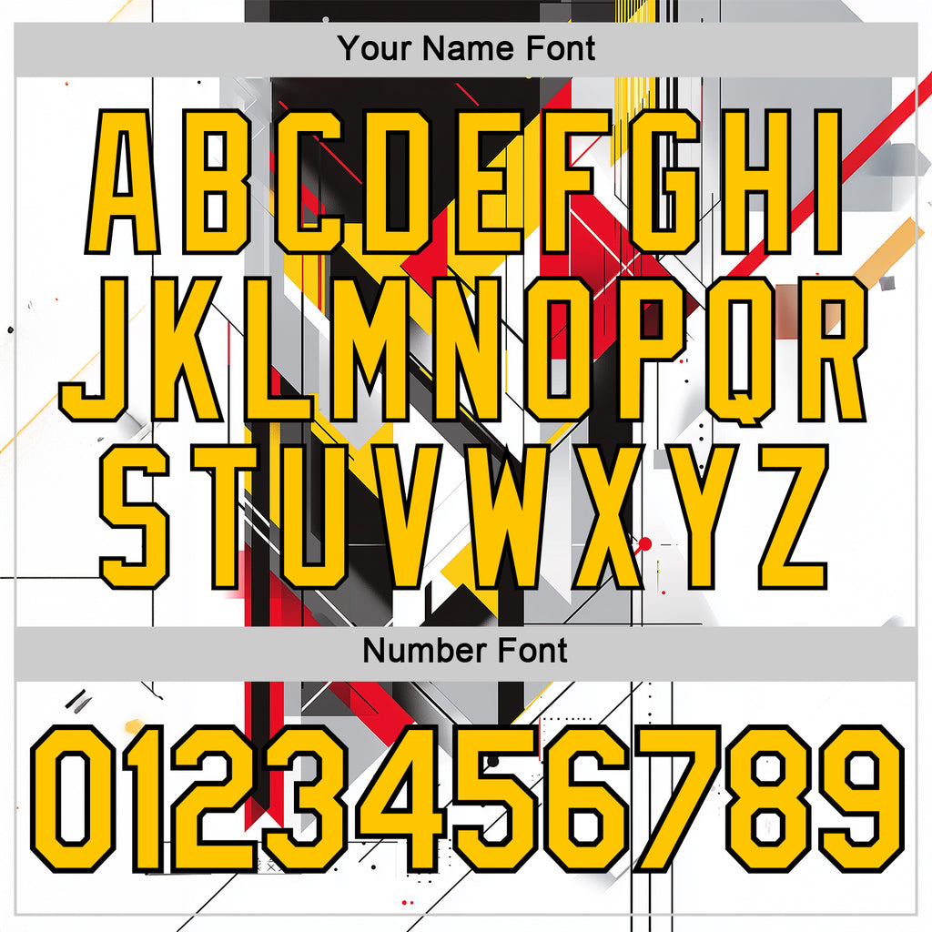Custom White Yellow Red Black-Gray 3D Pattern Design Germany Geometric Shape Sport Wear Performance T-Shirt