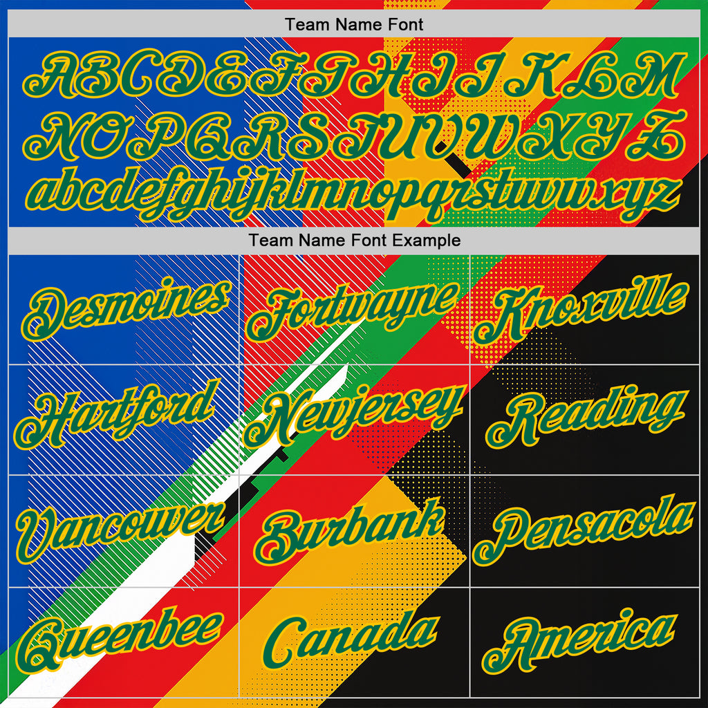Custom Red Kelly Green Yellow Blue-Black 3D Pattern Design Africa Geometric Shape Sport Wear Performance T-Shirt