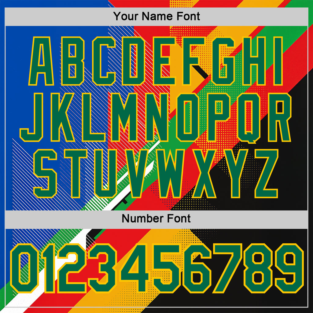 Custom Red Kelly Green Yellow Blue-Black 3D Pattern Design Africa Geometric Shape Sport Wear Performance T-Shirt