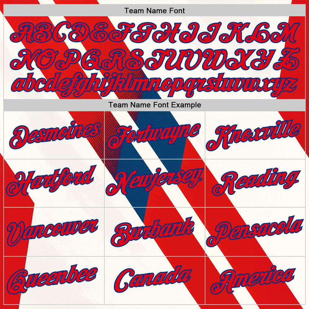 Custom Cream Fire Red-Royal 3D Pattern Design Canada America Sport Wear Performance T-Shirt