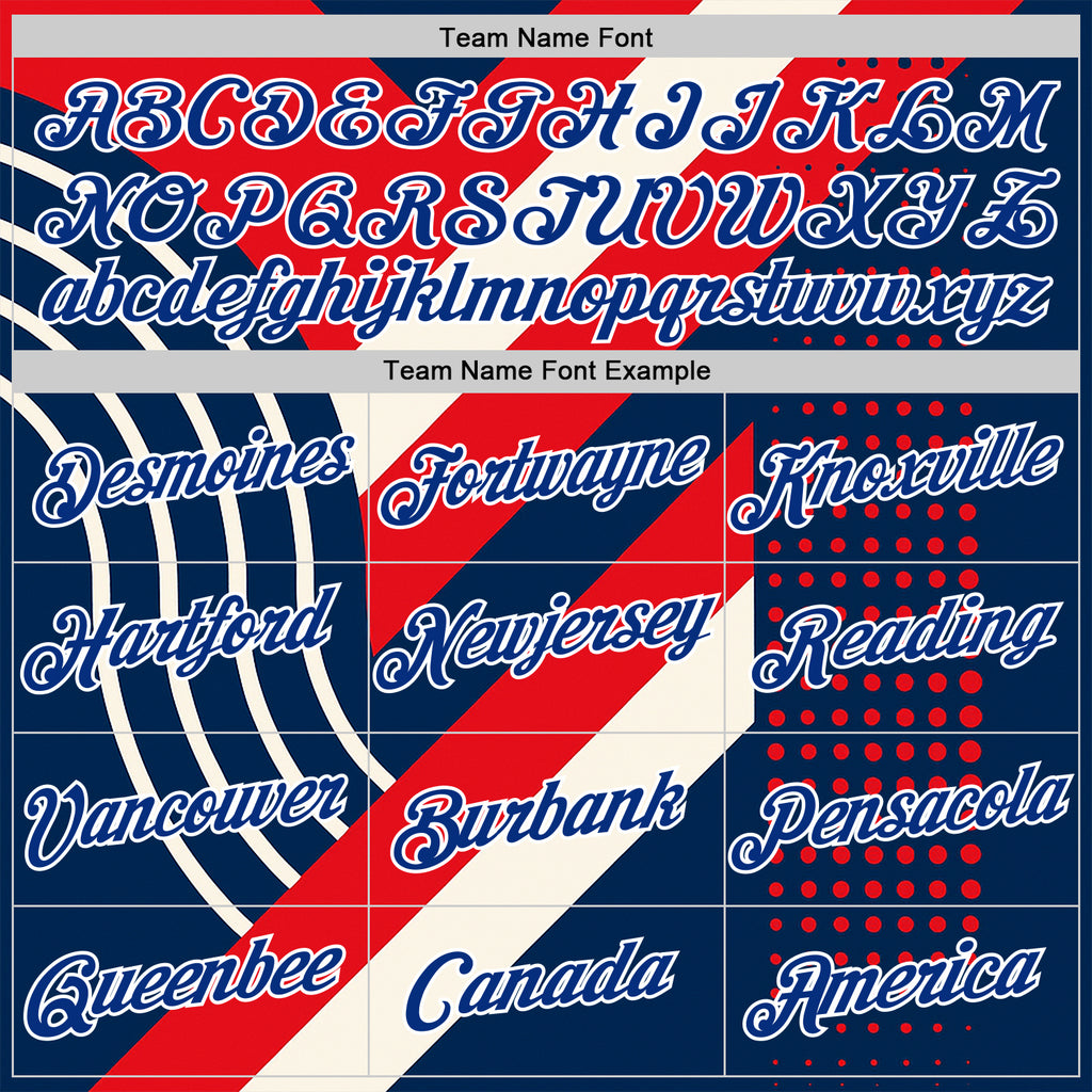 Custom Cream Royal Red Blue-White 3D Pattern Design USA Inspired America Sport Wear Performance T-Shirt