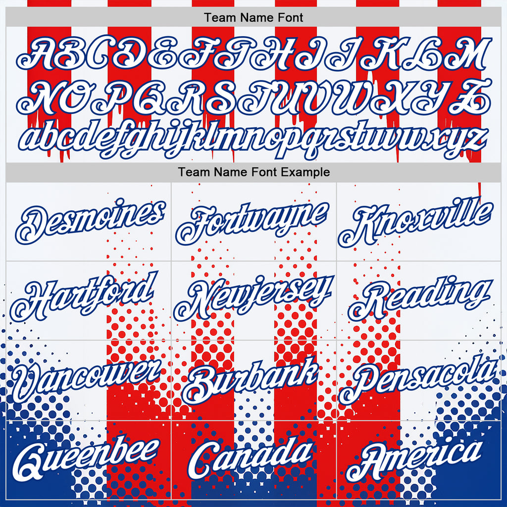 Custom White Red-Royal 3D Pattern Design USA Inspired America Sport Wear Performance T-Shirt