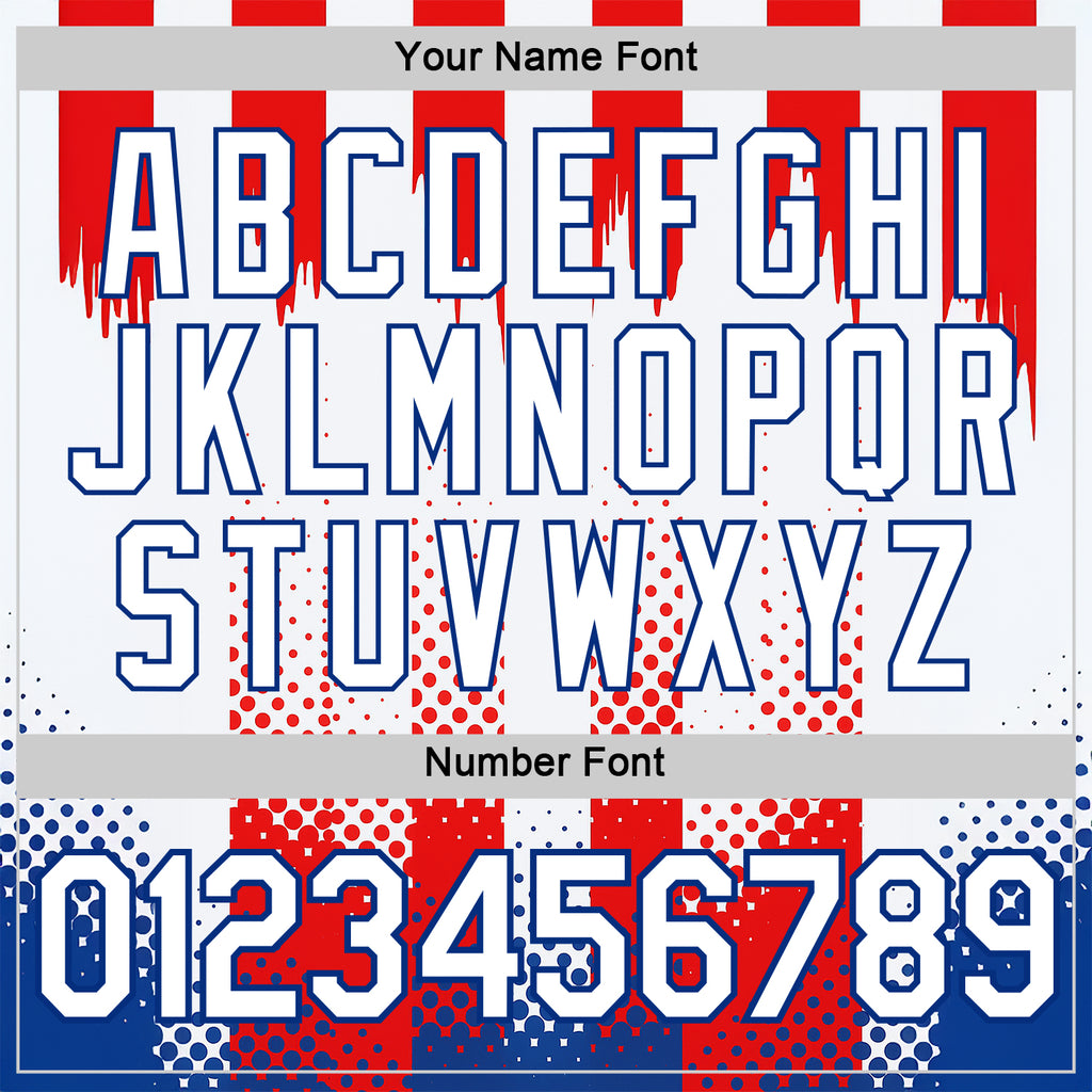 Custom White Red-Royal 3D Pattern Design USA Inspired America Sport Wear Performance T-Shirt