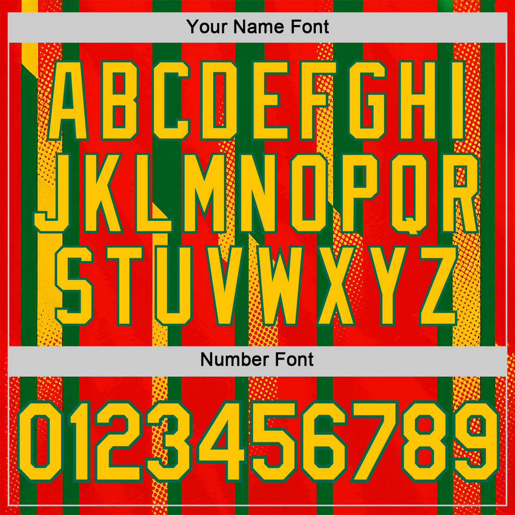 Custom Red Yellow-Kelly Green 3D Pattern Design Mexico Africa Sport Wear Performance T-Shirt