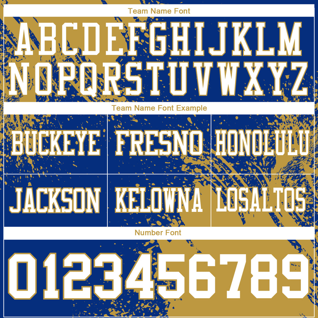 Custom Royal White-Old Gold 3D Pattern Abstract Brush Stroke Mesh Authentic Football Jersey