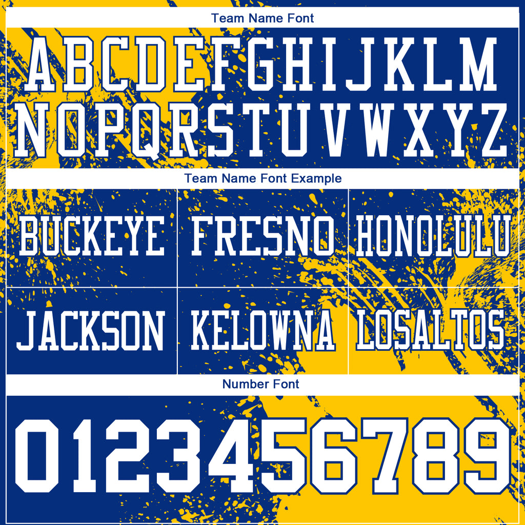 Custom Royal White-Gold 3D Pattern Abstract Brush Stroke Mesh Authentic Football Jersey