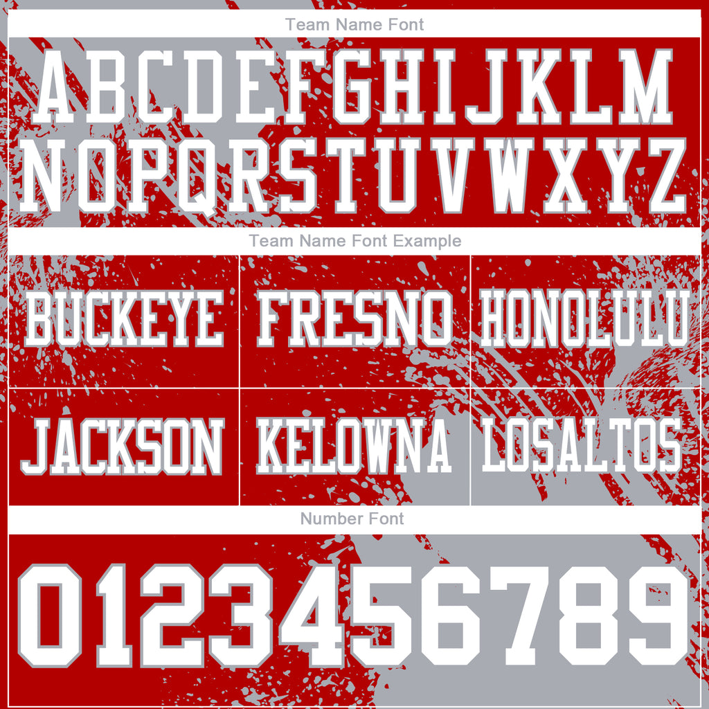 Custom Red White-Gray 3D Pattern Abstract Brush Stroke Authentic Football Jersey