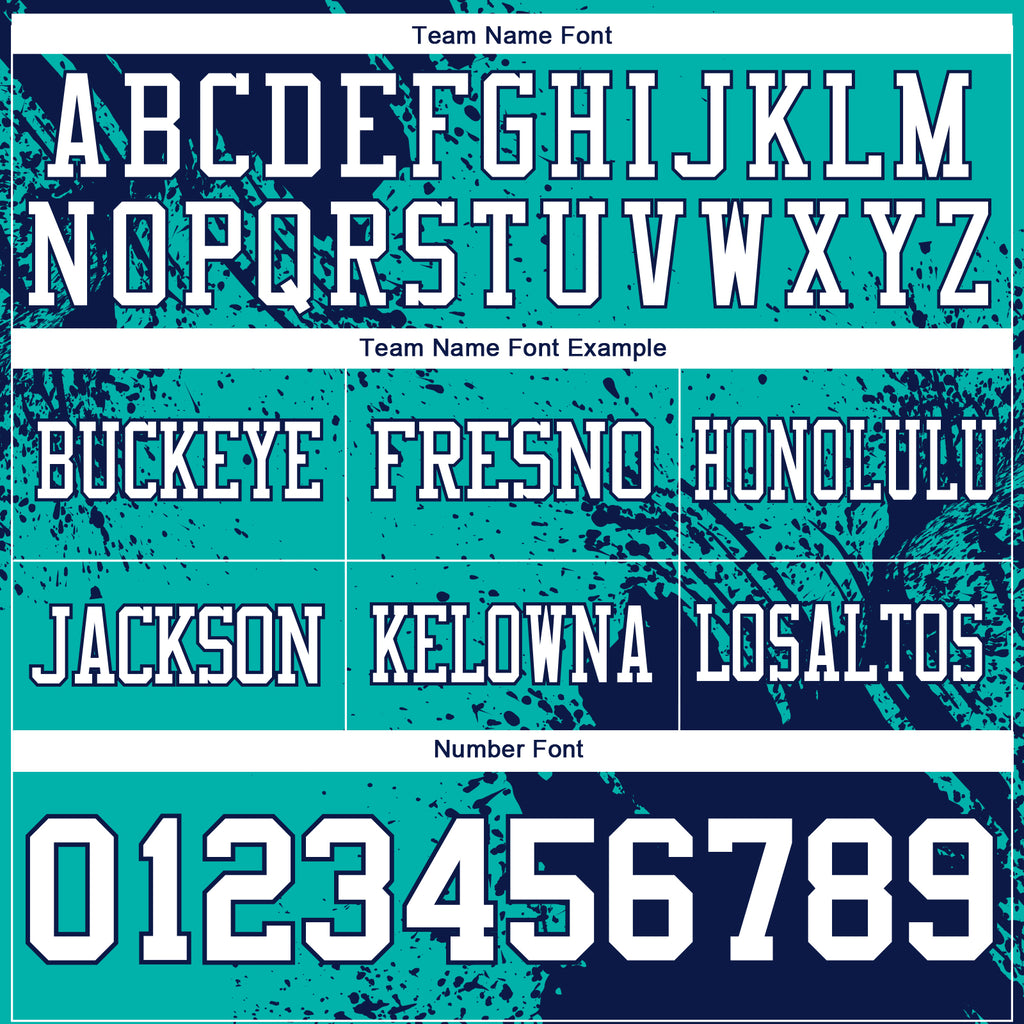 Custom Aqua White-Navy 3D Pattern Abstract Brush Stroke Mesh Authentic Football Jersey