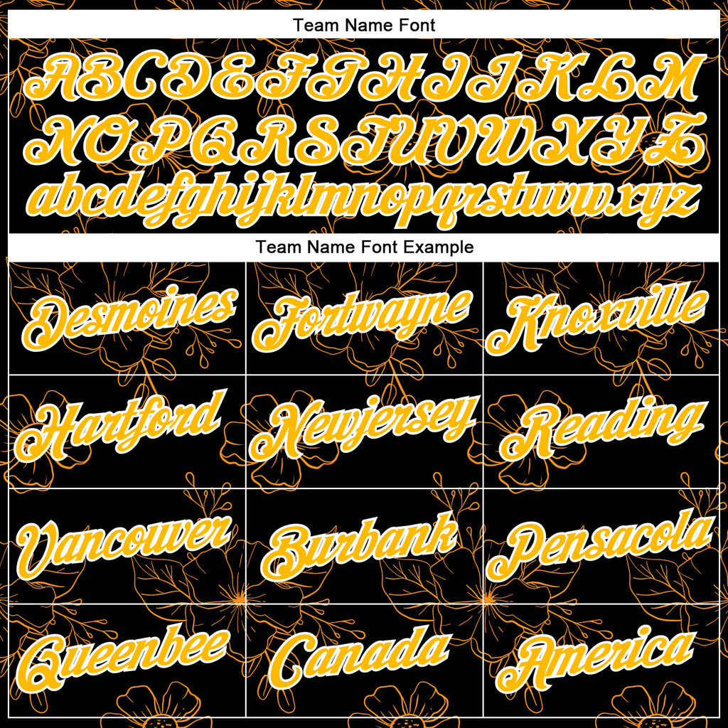 Custom Stitched Black Gold-White 3D Pattern Design Golden Subtle Floral Sports Pullover Sweatshirt Hoodie