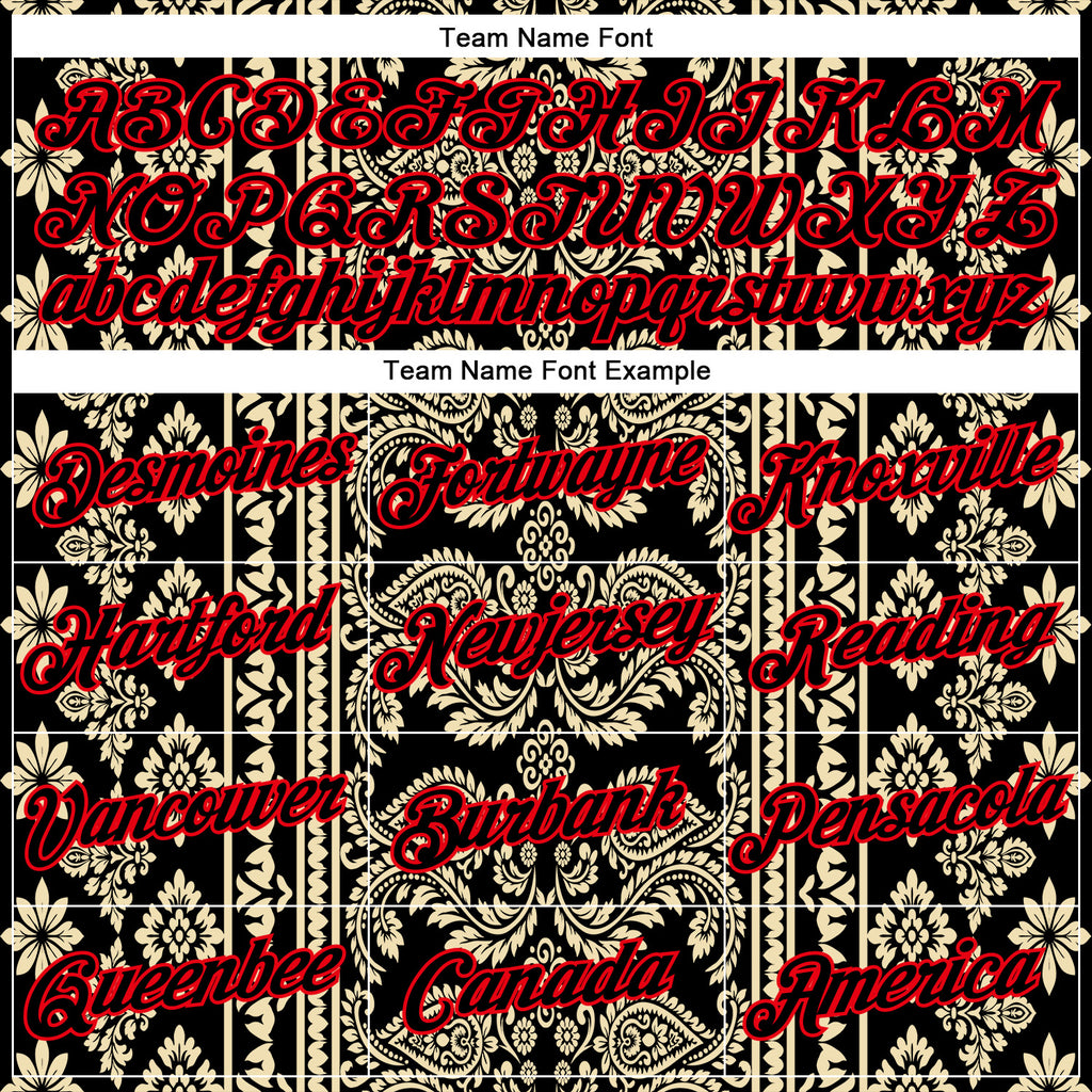 Custom Stitched Black Cream-Fire Red 3D Pattern Design Ethnic Paisley Floral Bandana Sports Pullover Sweatshirt Hoodie