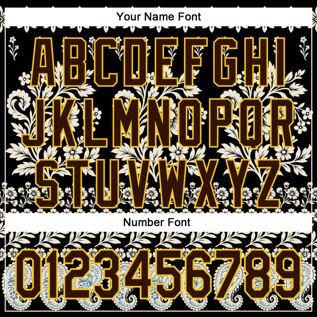 Custom Stitched Black Brown Cream-Yellow 3D Pattern Design Ethnic Paisley Floral Bandana Sports Pullover Sweatshirt Hoodie