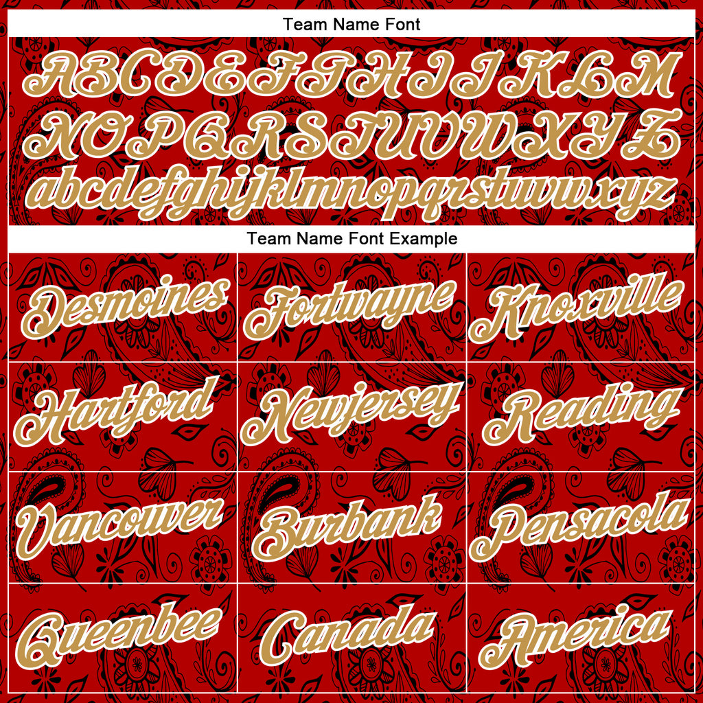 Custom Stitched Red Old Gold-White 3D Pattern Design Ethnic Paisley Floral Bandana Sports Pullover Sweatshirt Hoodie