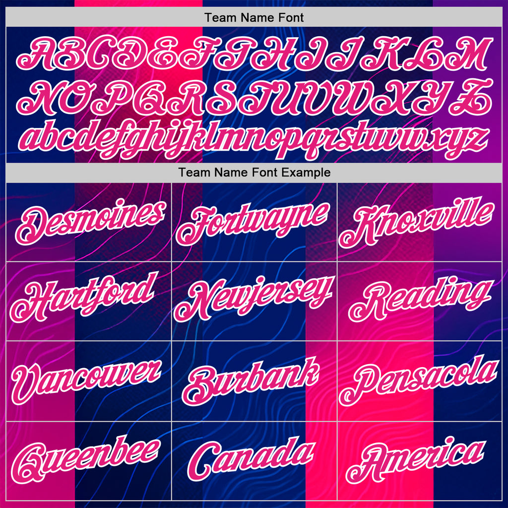 Custom Blue Hot Pink Red-White 3D Pattern Design Neon Stripe Sport Wear Performance T-Shirt