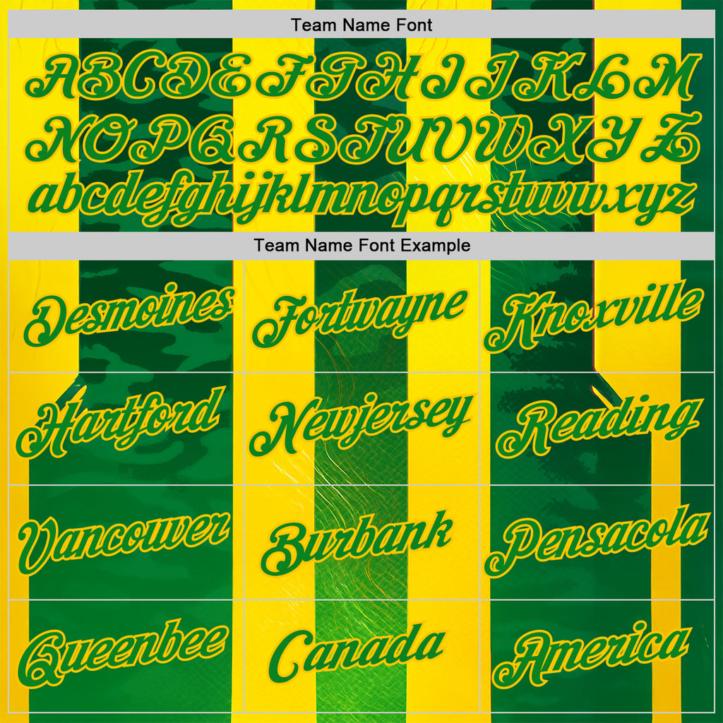 Custom Yellow Grass Green-Green 3D Pattern Design Brazil Stripe Sport Wear Performance T-Shirt