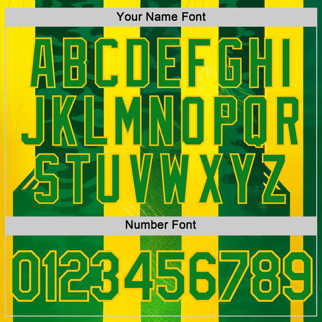 Custom Yellow Grass Green-Green 3D Pattern Design Brazil Stripe Sport Wear Performance T-Shirt