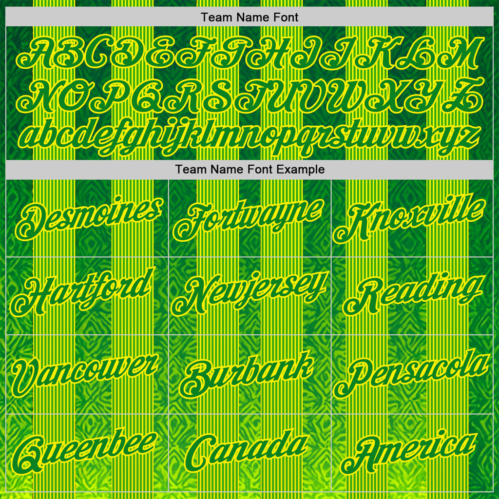 Custom Green Grass Green Yellow-Light Yellow 3D Pattern Design Brazil Stripe Sport Wear Performance T-Shirt