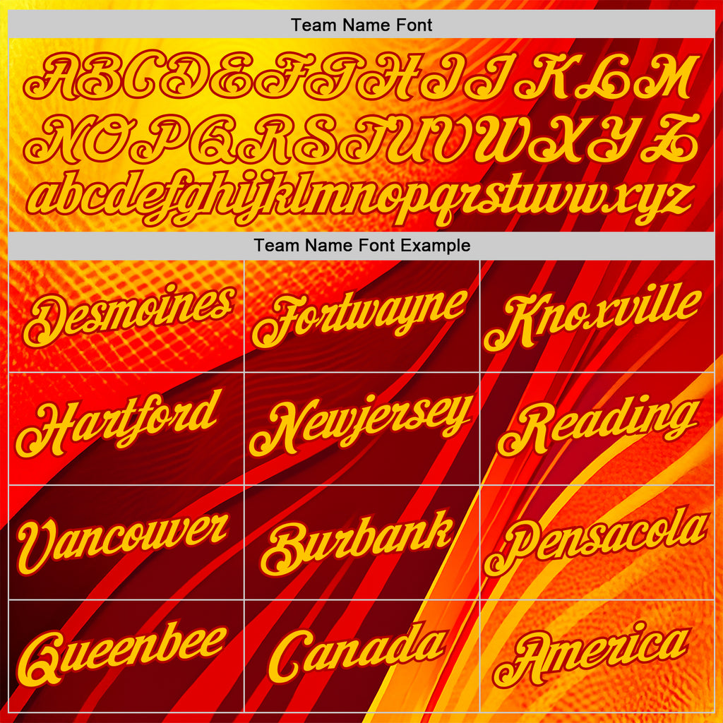 Custom Red Yellow 3D Pattern Design Spain Wave Gradient Sport Wear Performance T-Shirt