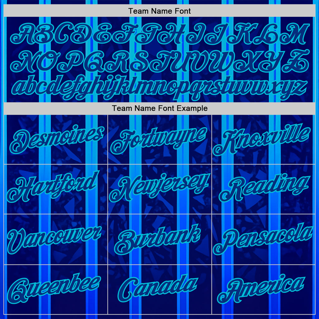 Custom Blue Royal-Lakes Blue 3D Pattern Design Classic Geometric Shape Stripe Sport Wear Performance T-Shirt