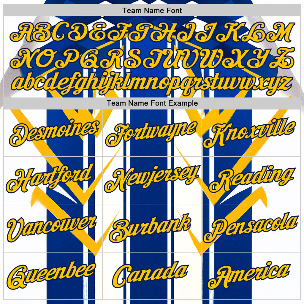 Custom White Yellow Blue-Navy 3D Pattern Design Geometric Shape Stripe Sport Wear Performance T-Shirt