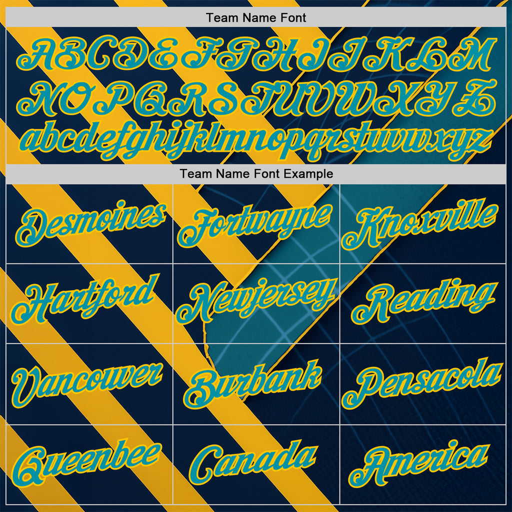 Custom Blue Teal-Yellow 3D Pattern Design Brazil Geometric Shape Sport Wear Performance T-Shirt