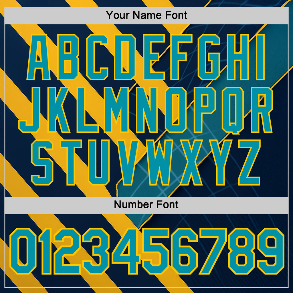 Custom Blue Teal-Yellow 3D Pattern Design Brazil Geometric Shape Sport Wear Performance T-Shirt