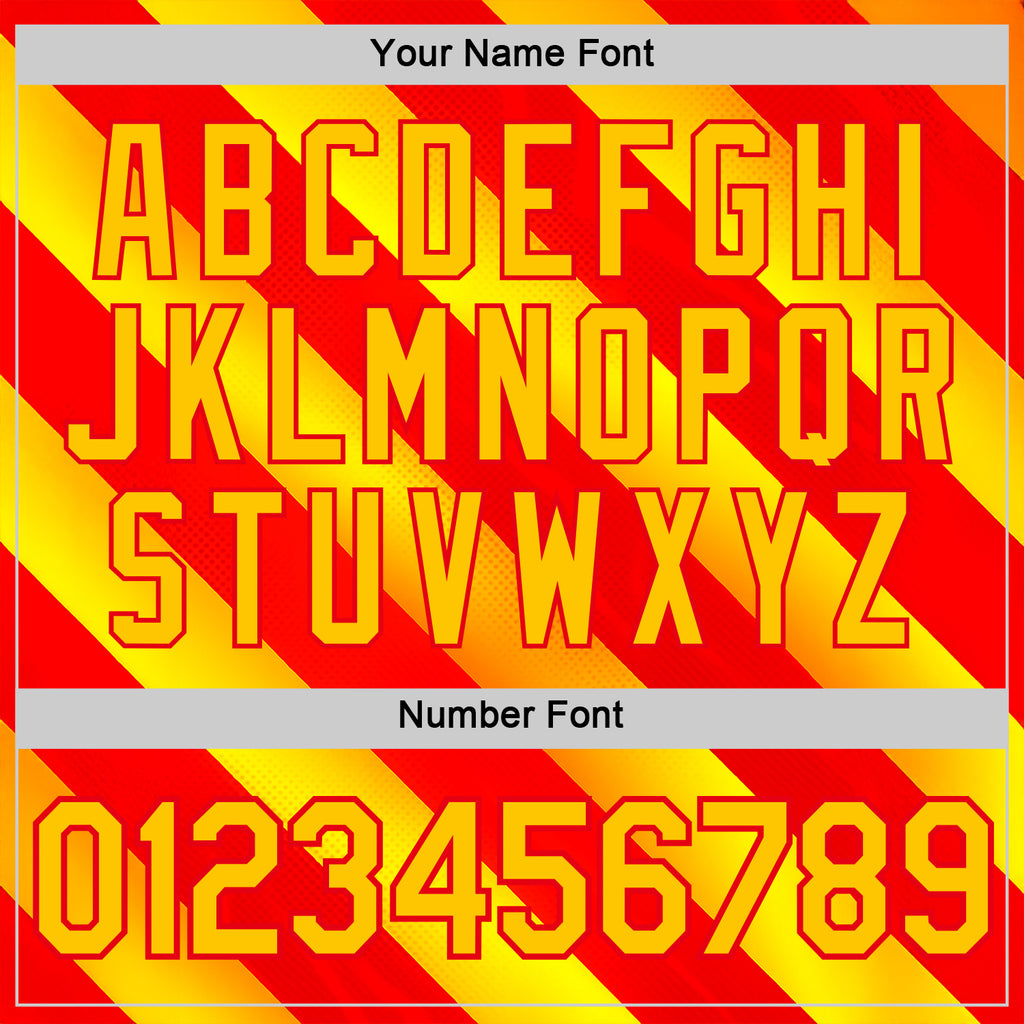 Custom Red Yellow-Fire Red 3D Pattern Design Spain Stripe Sport Wear Performance T-Shirt