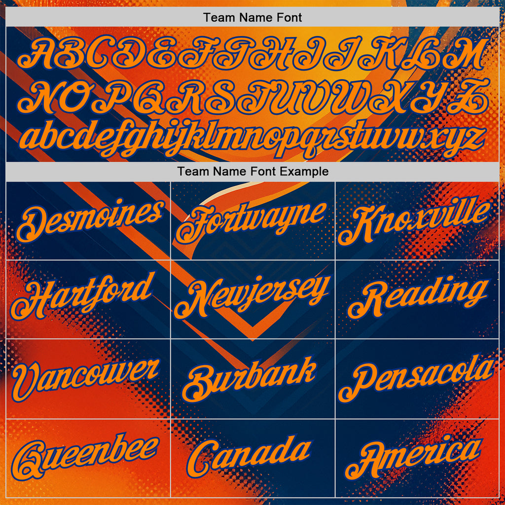 Custom Yellow Bay Orange Blue-Royal 3D Pattern Design Neon Arrow Sport Wear Performance T-Shirt