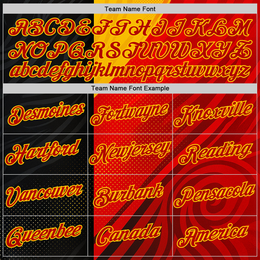 Custom Red Black-Yellow 3D Pattern Design Germany Sport Wear Performance T-Shirt