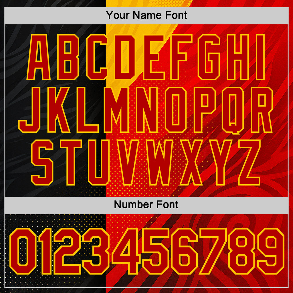 Custom Red Black-Yellow 3D Pattern Design Germany Sport Wear Performance T-Shirt