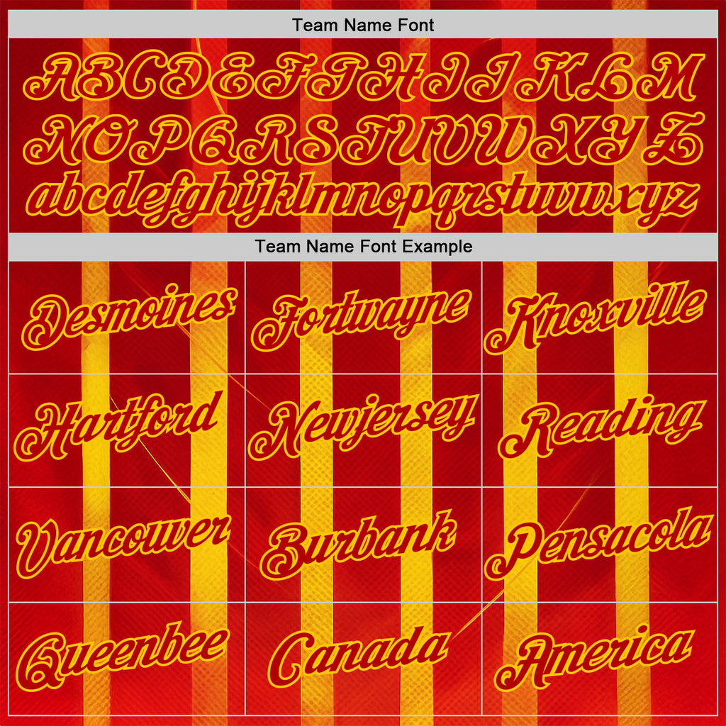 Custom Red Yellow 3D Pattern Design Spain Stripe Sport Wear Performance T-Shirt