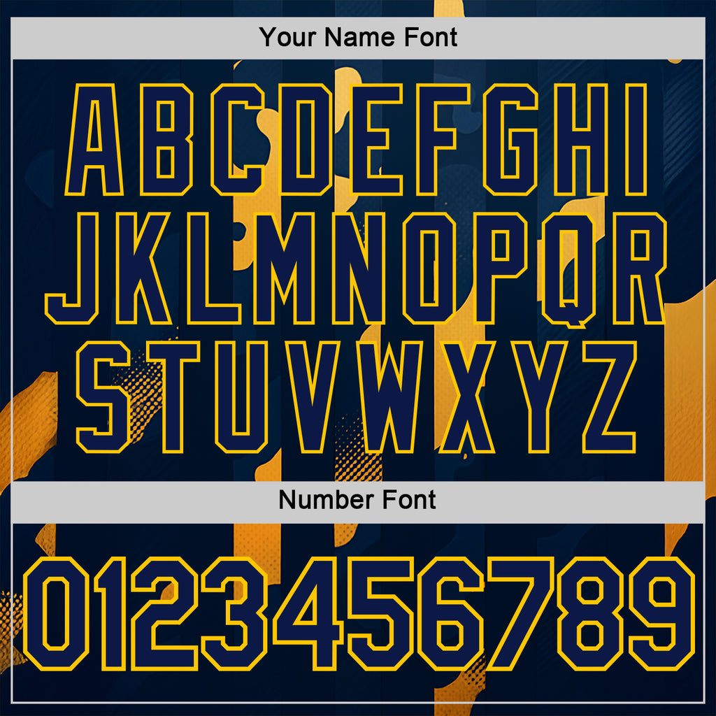 Custom Blue Navy-Yellow 3D Pattern Design Geometric Shape Stripe Sport Wear Performance T-Shirt