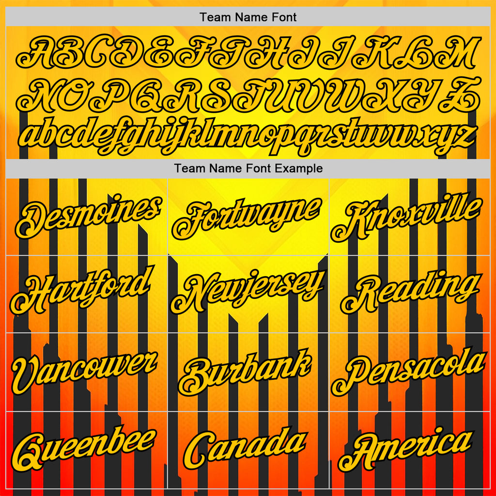 Custom Yellow Red-Black 3D Pattern Design Gradient Geometric Shape Stripe Sport Wear Performance T-Shirt