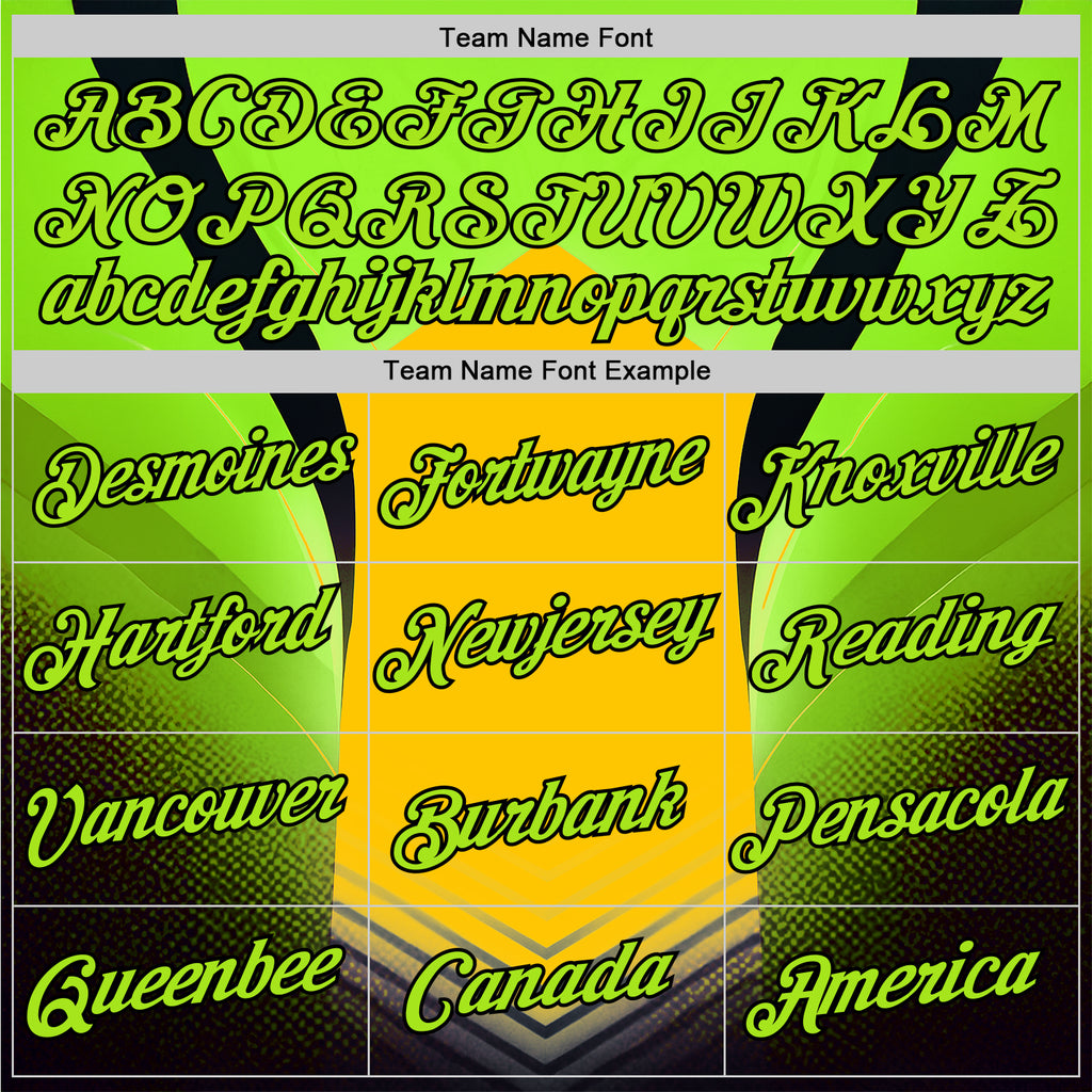 Custom Green Neon Green Yellow-Black 3D Pattern Design Color Block Arrow Sport Wear Performance T-Shirt