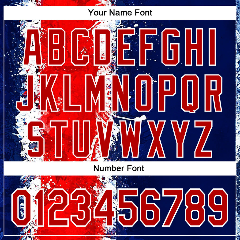 Custom Stitched Blue Red-White 3D Pattern Design American Inspired Graffiti Splash Sports Wear Pullover Sweatshirt Hoodie