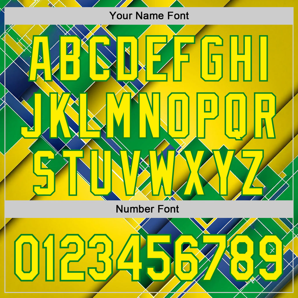 Custom Stitched Yellow Light Yellow Green-Grass Green 3D Pattern Design Brazil Inspired Geometric Shape Sports Wear Pullover Sweatshirt Hoodie