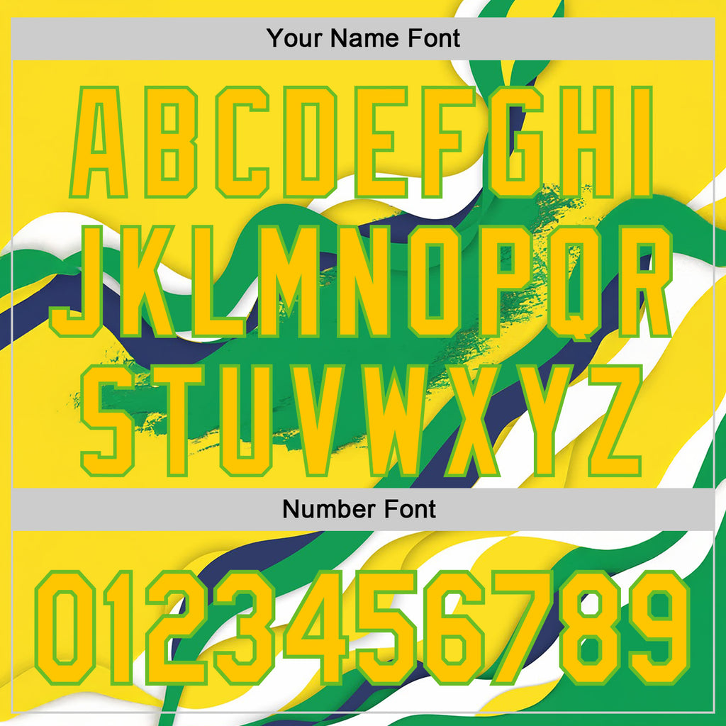 Custom Stitched Yellow Green-Aurora Green 3D Pattern Design Brazil Inspired Abstract Wave Sports Wear Pullover Sweatshirt Hoodie