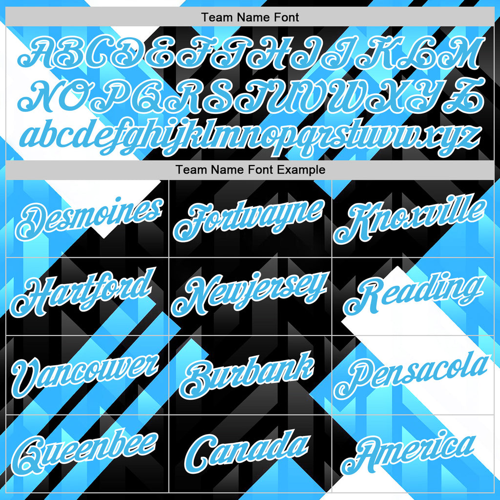 Custom Stitched Black Sky Blue Blue-White 3D Pattern Design Chelsea Argentine Inspired Geometric Shape Sports Wear Pullover Sweatshirt Hoodie