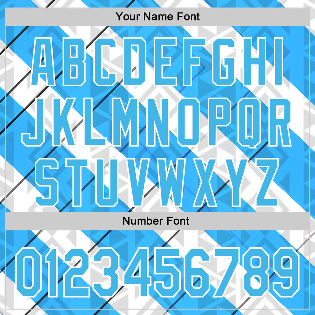 Custom Stitched White Sky Blue Black-Blue 3D Pattern Design Argentine Inspired Geometric Tribal Shape Sports Wear Pullover Sweatshirt Hoodie