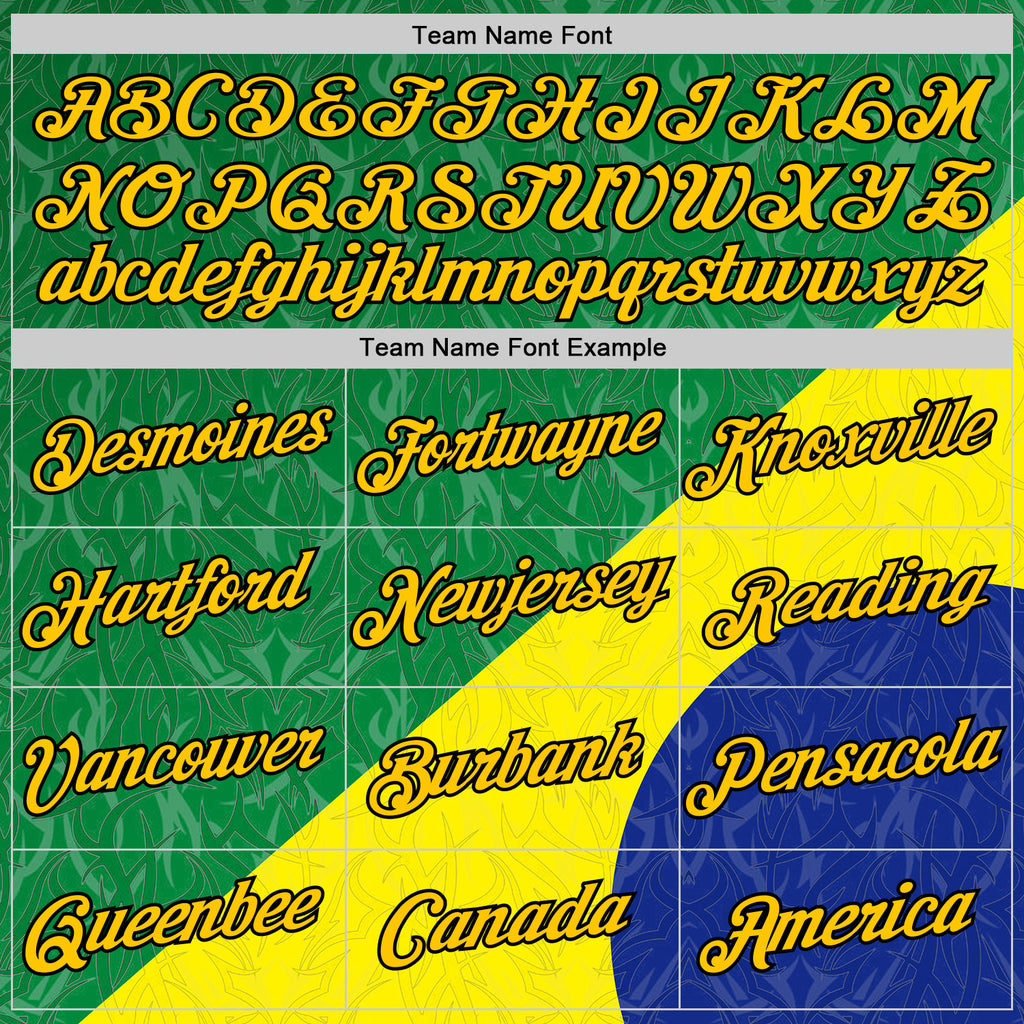 Custom Stitched Green Yellow Blue-Black 3D Pattern Design Brazil Inspired Subtle Sports Wear Pullover Sweatshirt Hoodie