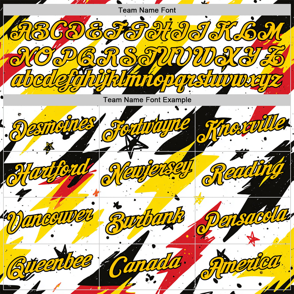Custom Stitched White Yellow Red-Black 3D Pattern Design Germany Inspired Graffiti Sports Wear Pullover Sweatshirt Hoodie