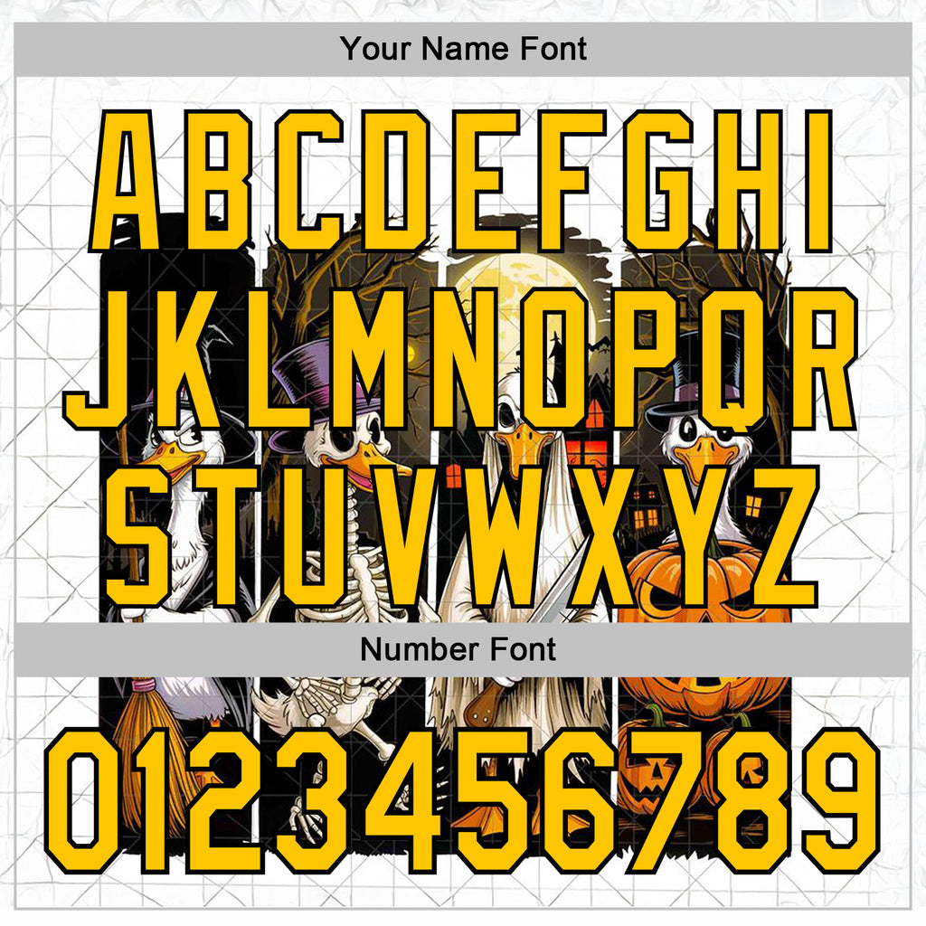 Custom White Yellow-Black 3D Halloween Pumpkin Spooky Sports Pullover Sweatshirt Hoodie