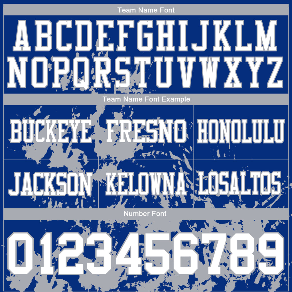 Custom Royal White-Gray 3D Pattern Splash Authentic Football Jersey