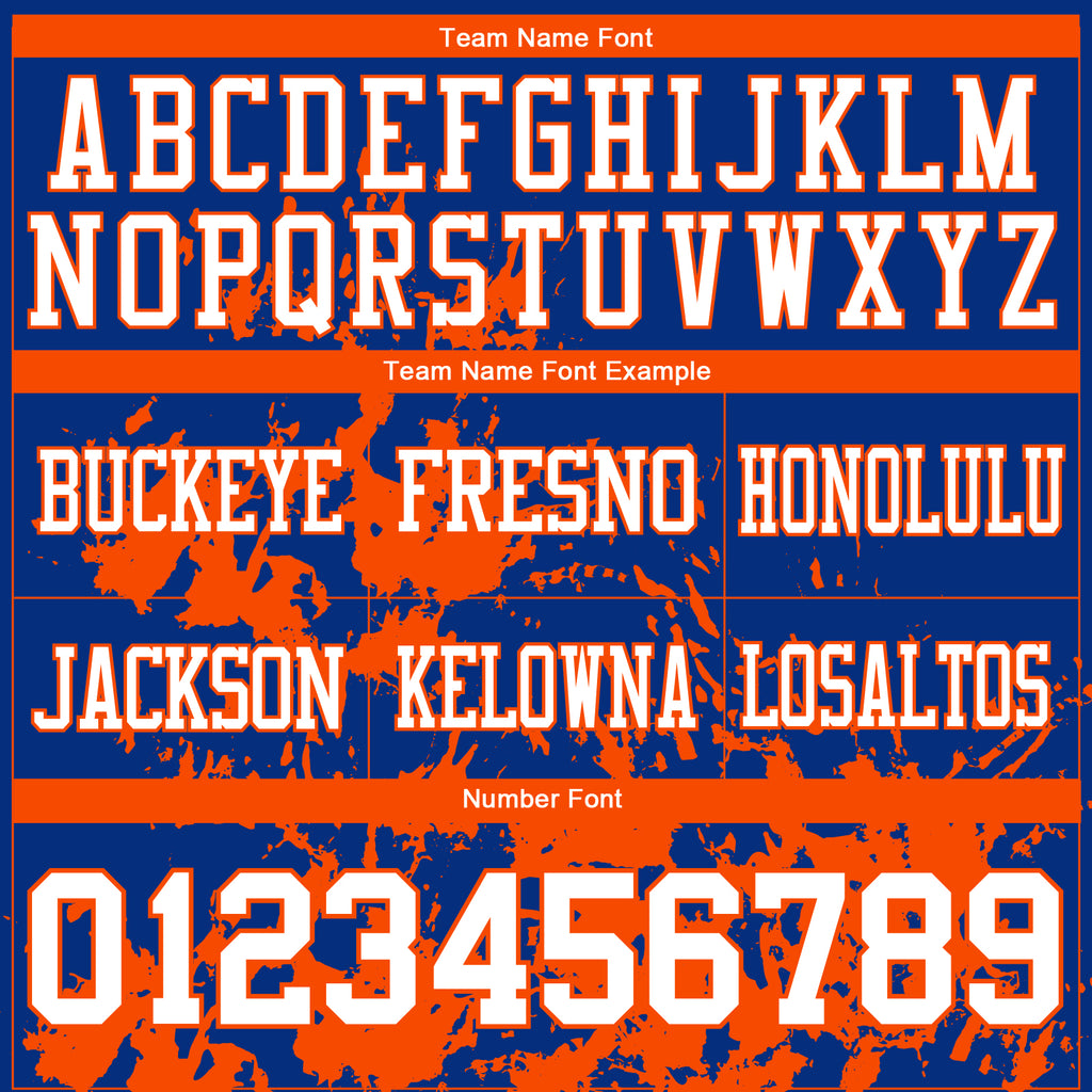 Custom Royal White-Orange 3D Pattern Splash Authentic Football Jersey