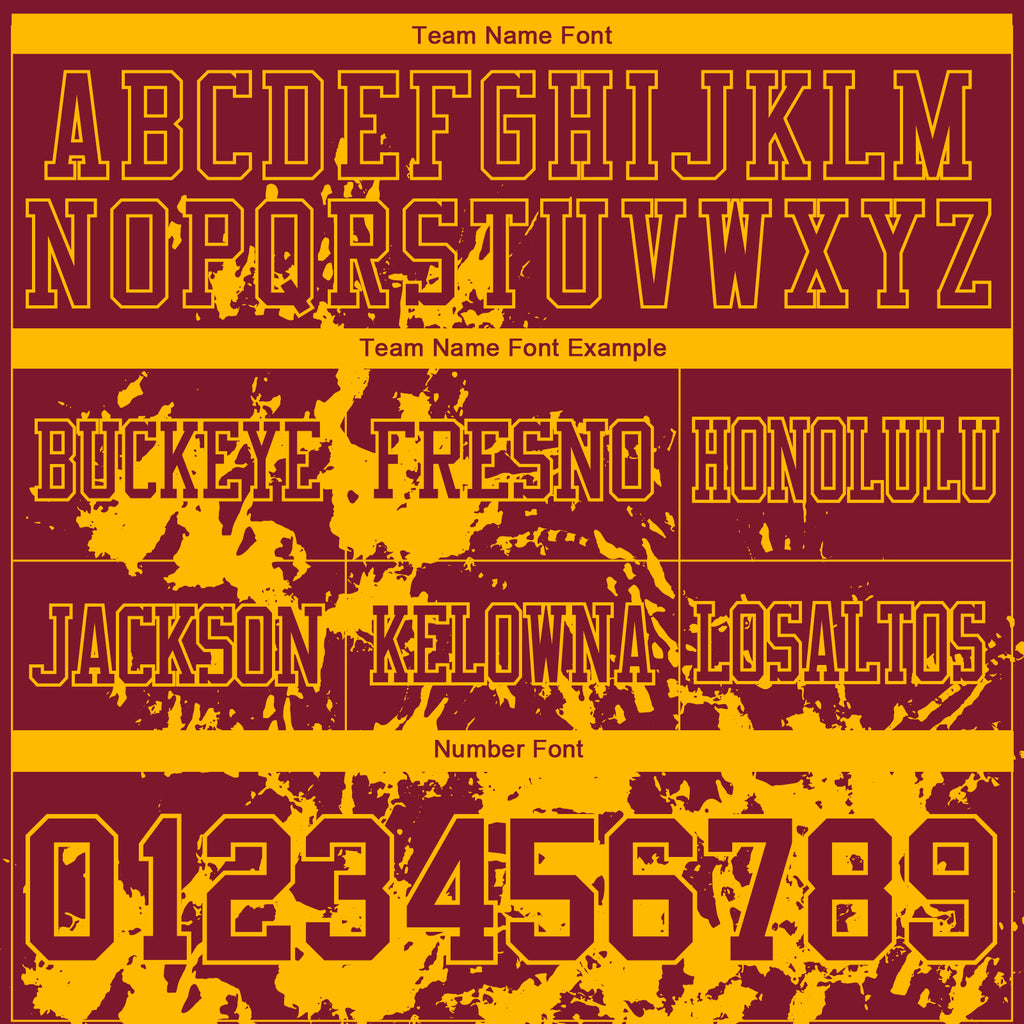 Custom Crimson Gold 3D Pattern Splash Authentic Football Jersey