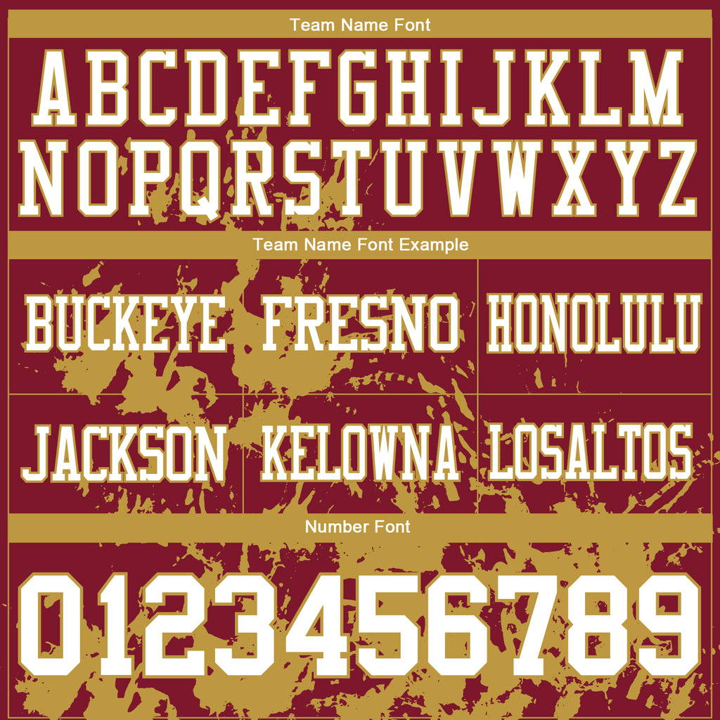 Custom Crimson White-Old Gold 3D Pattern Splash Authentic Football Jersey