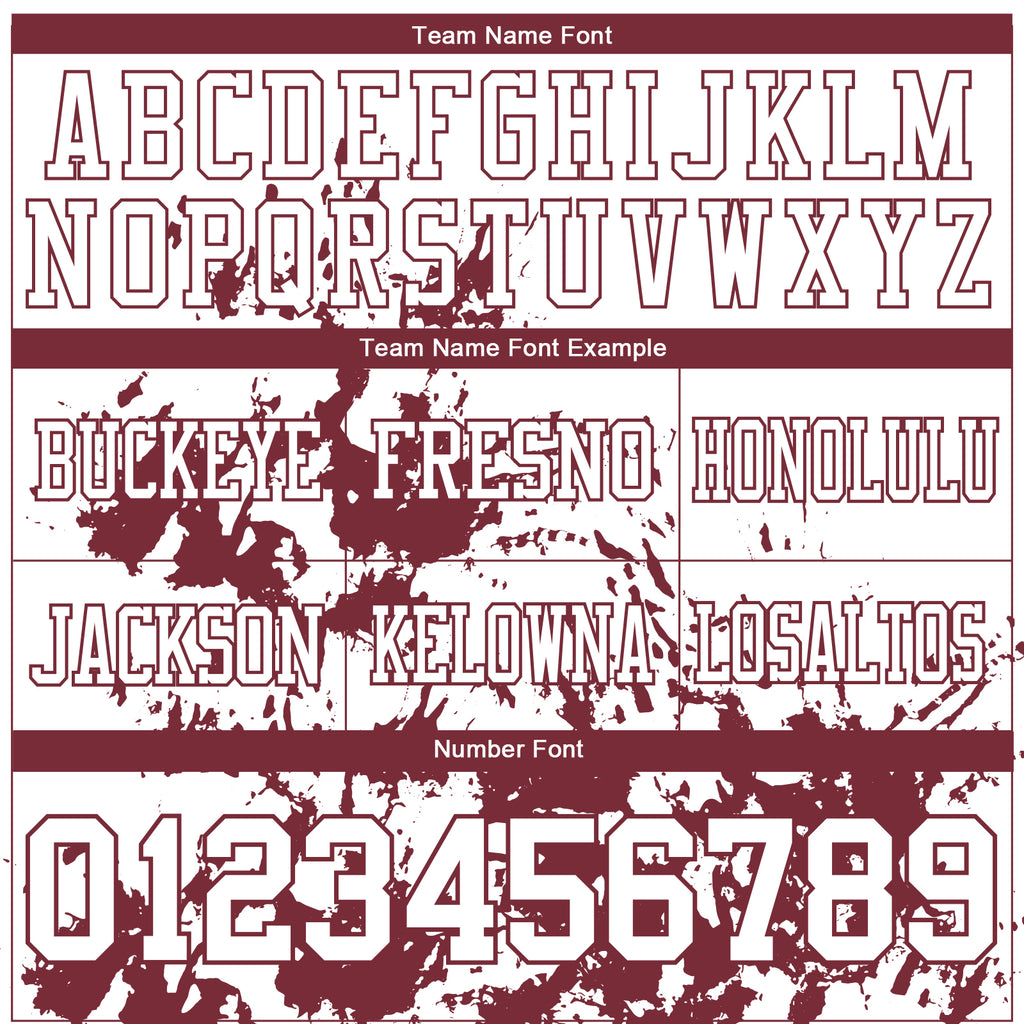 Custom White Burgundy 3D Pattern Splash Authentic Football Jersey
