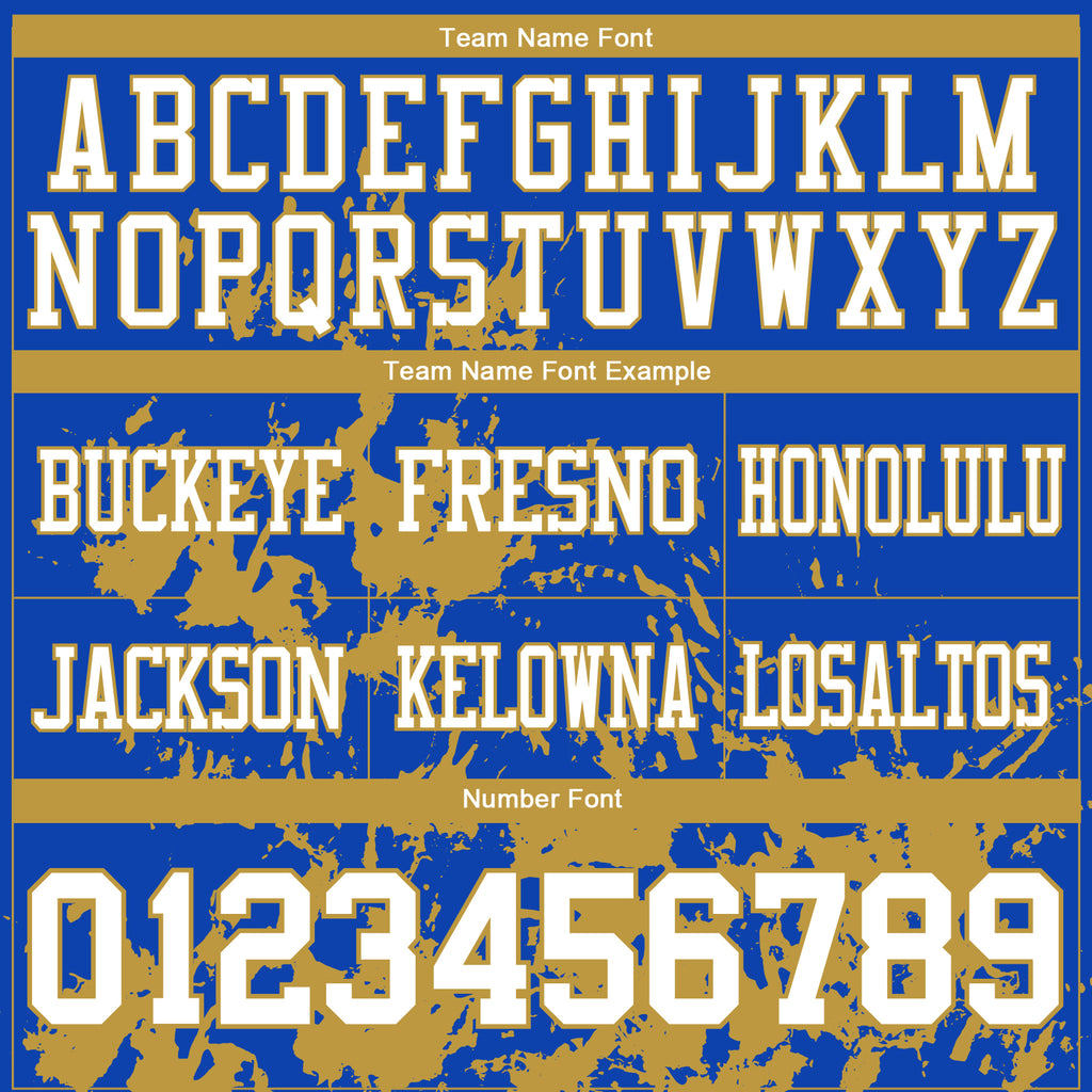 Custom Thunder Blue White-Old Gold 3D Pattern Splash Authentic Football Jersey
