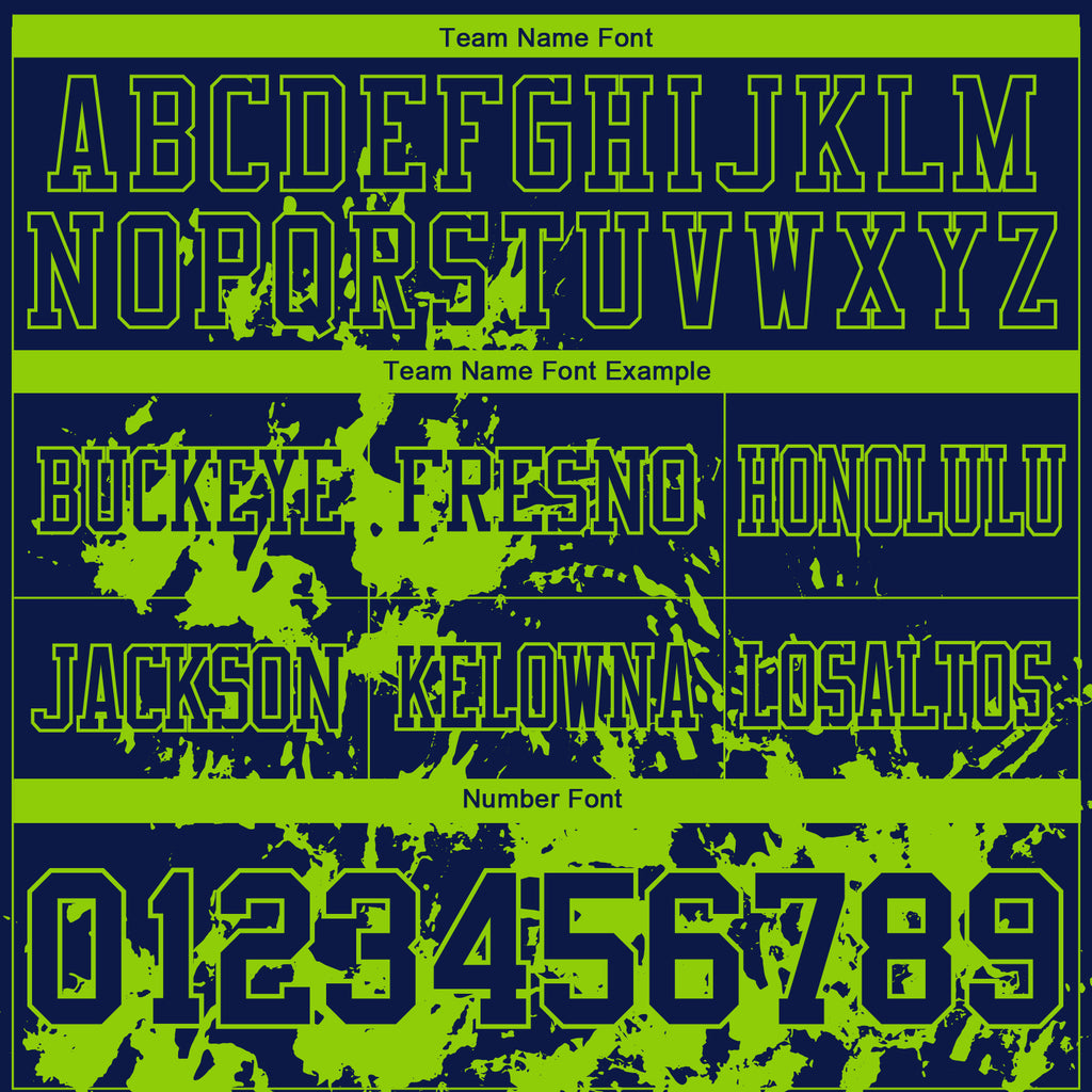 Custom Navy Neon Green 3D Pattern Splash Authentic Football Jersey