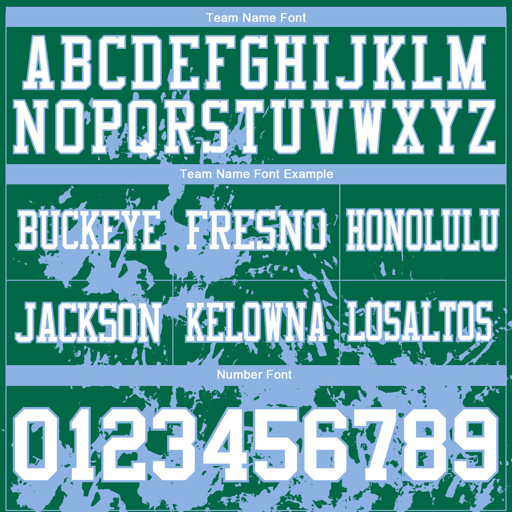 Custom Kelly Green White-Light Blue 3D Pattern Splash Authentic Football Jersey